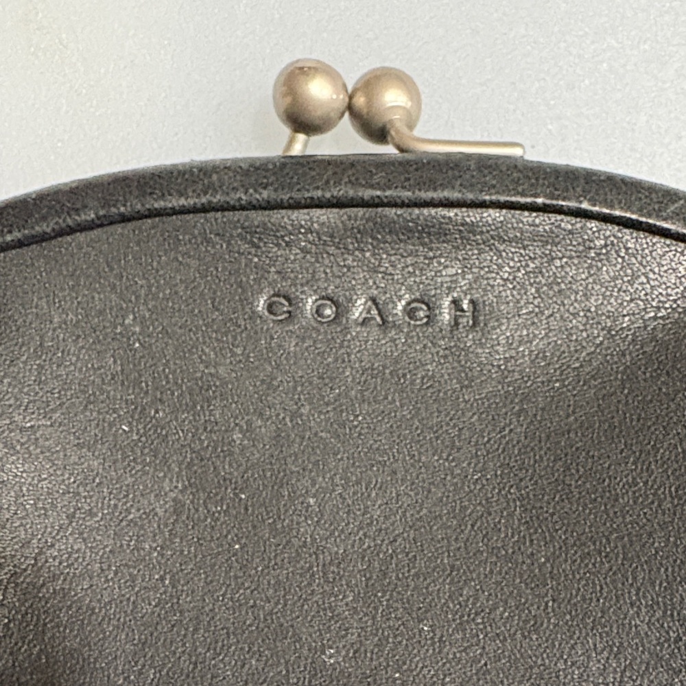 Coach Black Leather Kisslock Pouch - Picture 2 of 5